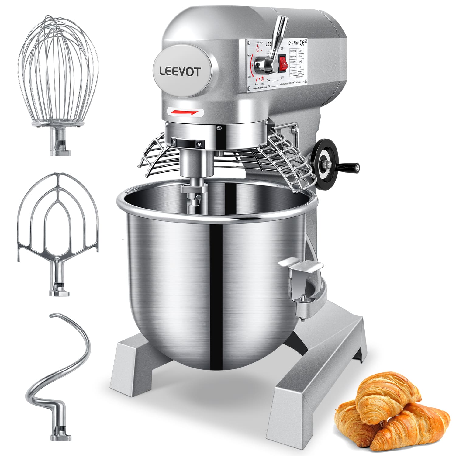 Leevot B15 durable 15Qt. Stand Mixer - Reliable Performance for Bakery and Pizzeria Needs