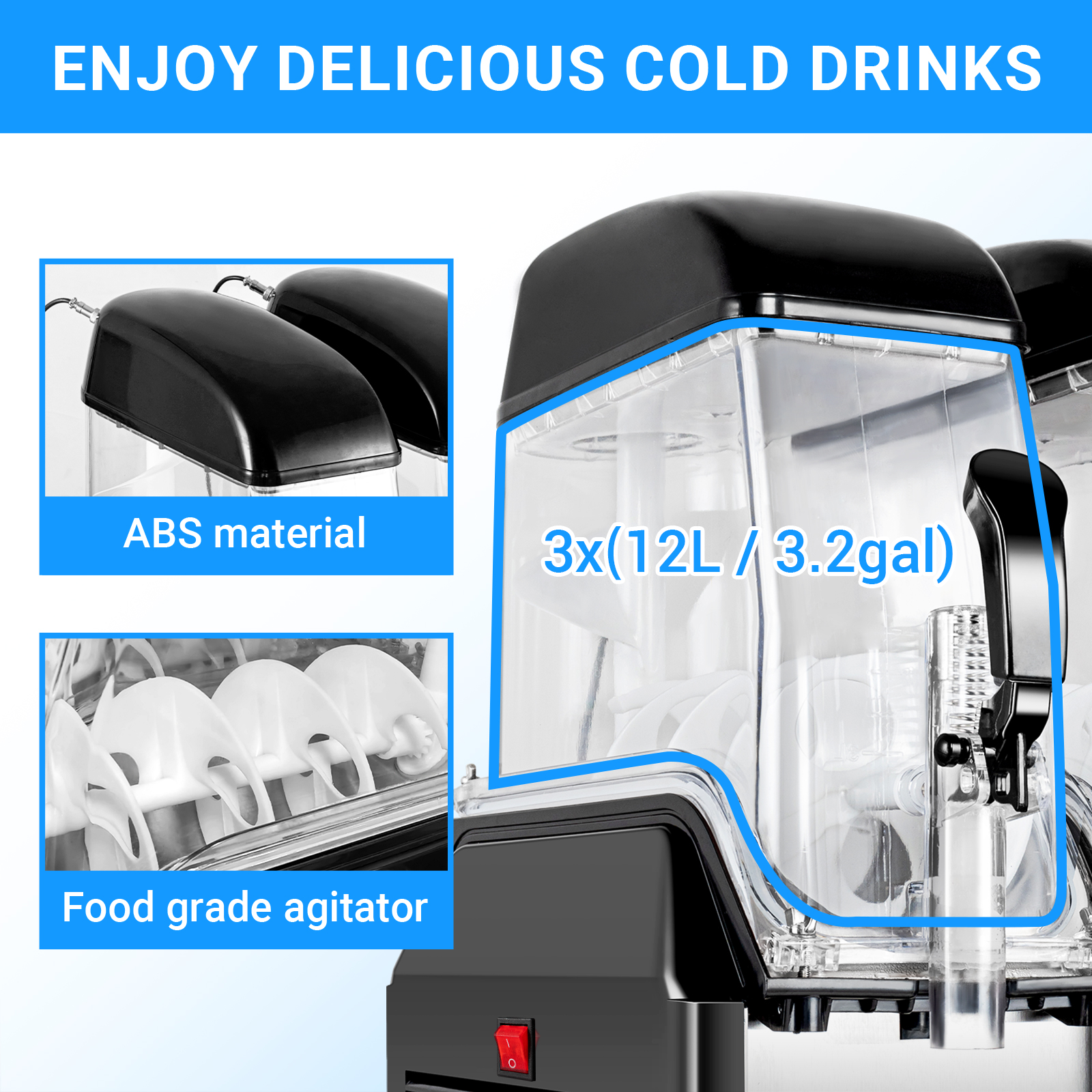 LEEVOT Triple Tank 3.2 Gallon Commercial Slushy Machine - Frozen Beverage Dispenser for Bars, Restaurants, and Parties