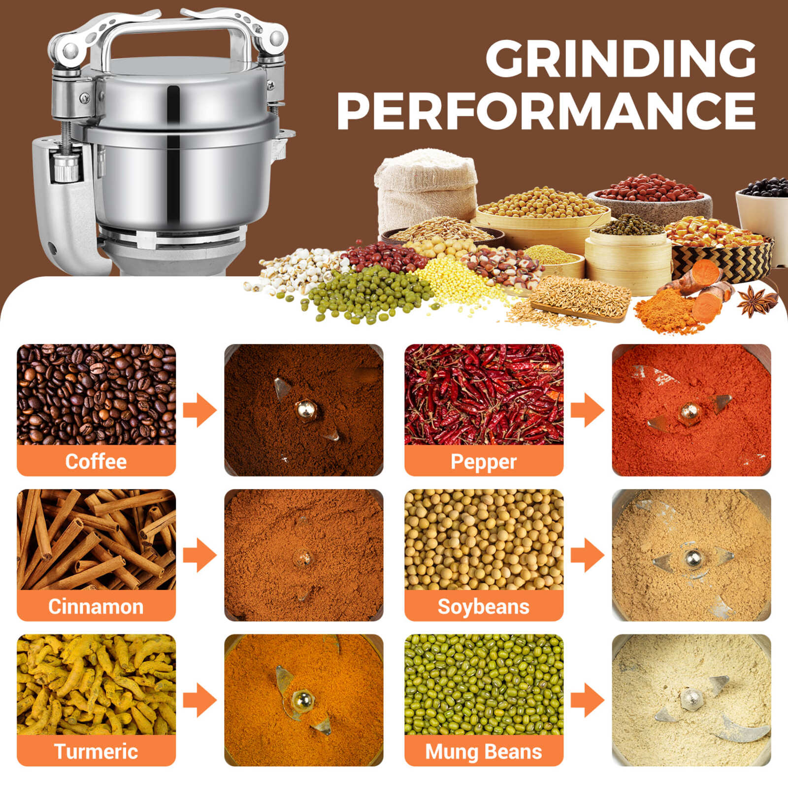 Leevot Electric Grain Mill Grinder - 100g Capacity, Stainless Steel, for Herbs, Grains, Spices, Coffee, Corn, Pepper