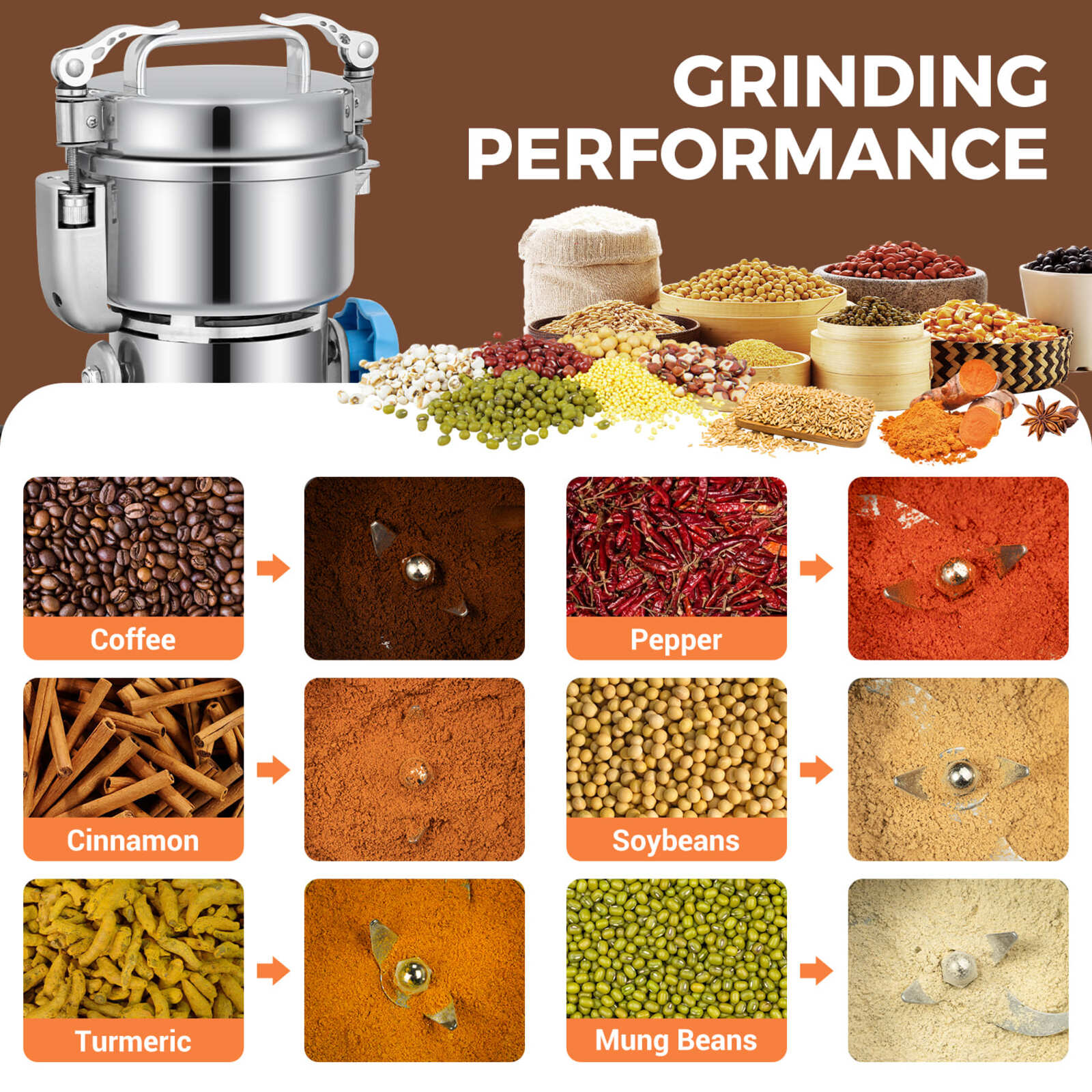 Leevot Electric Grain Mill Grinder - 300g Capacity, Stainless Steel, for Herbs, Grains, Spices, Coffee, Corn, Pepper