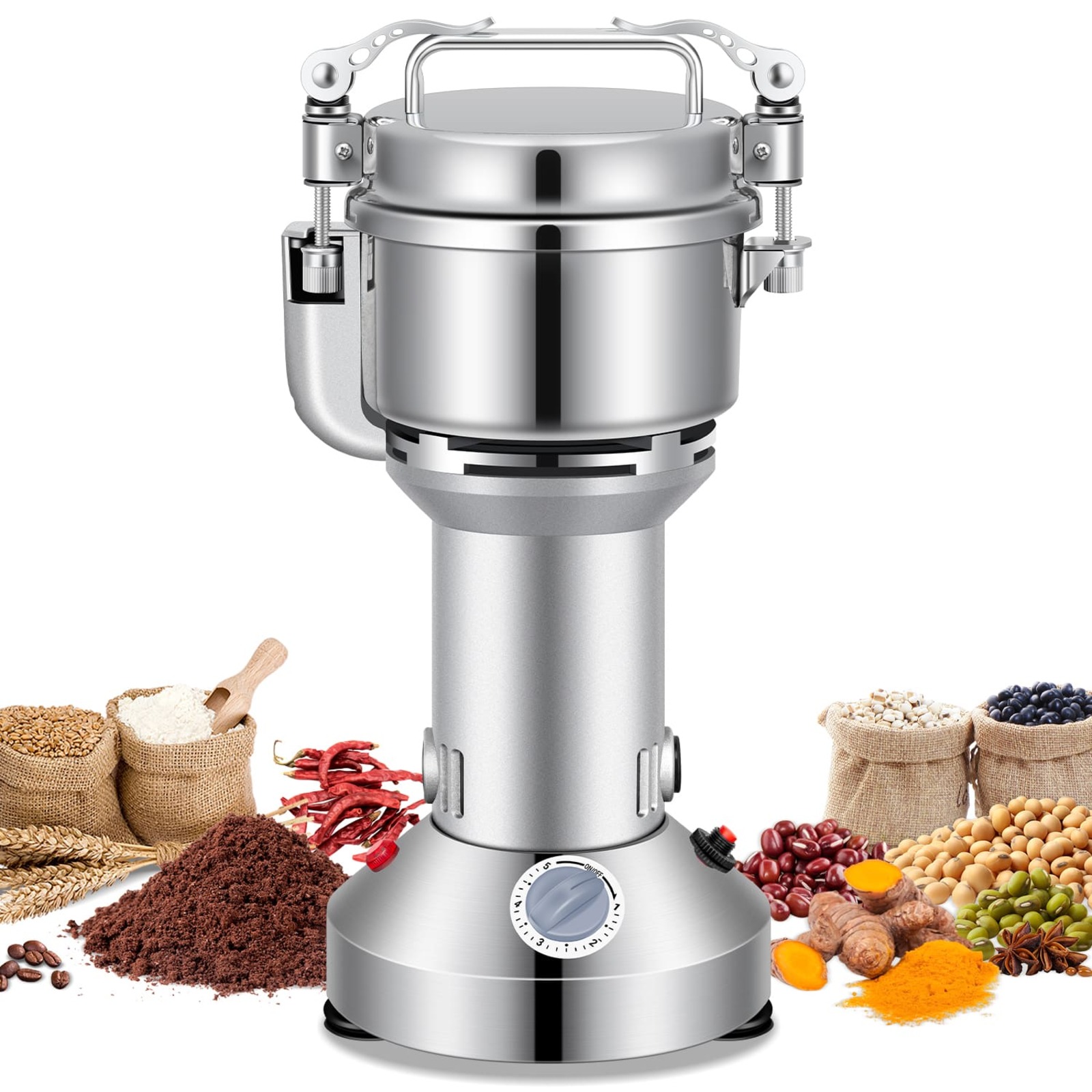 Leevot Electric Grain Mill Grinder - 200g Capacity, Stainless Steel, for Herbs, Grains, Spices, Coffee, Corn, Pepper