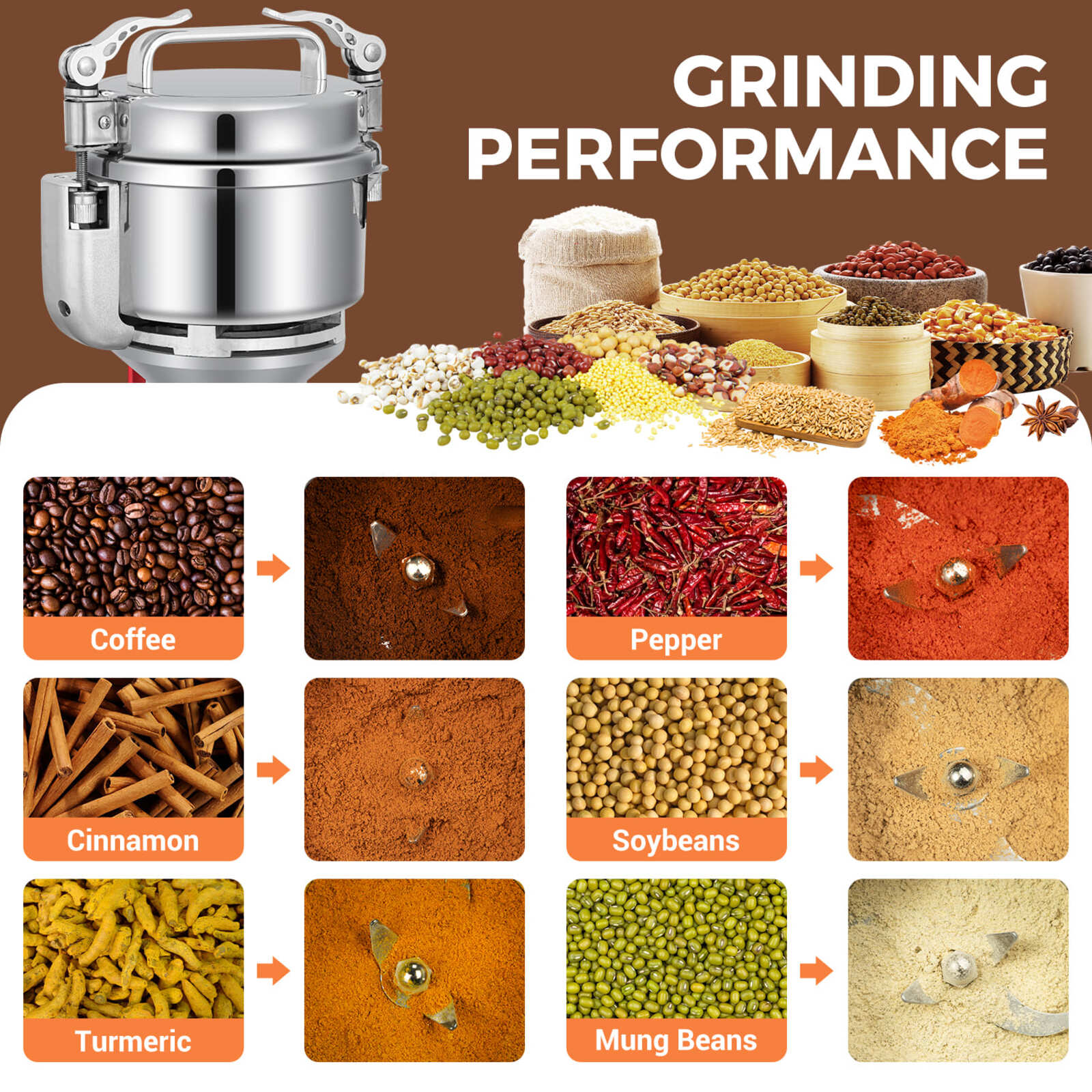 Leevot Electric Grain Mill Grinder - 200g Capacity, Stainless Steel, for Herbs, Grains, Spices, Coffee, Corn, Pepper