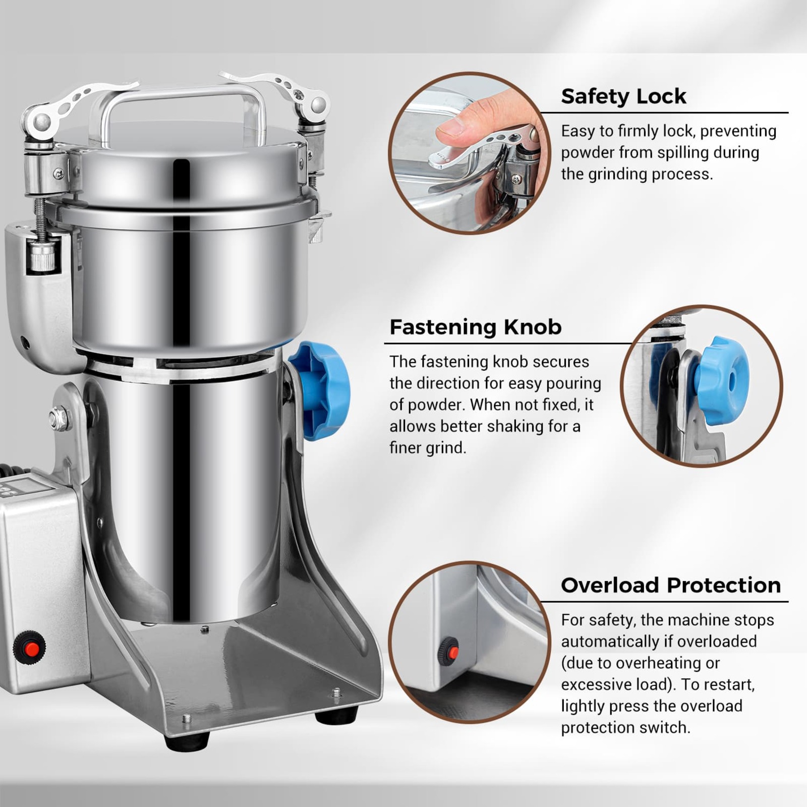 Leevot Electric Grain Mill Grinder - 300g Capacity, Stainless Steel, for Herbs, Grains, Spices, Coffee, Corn, Pepper