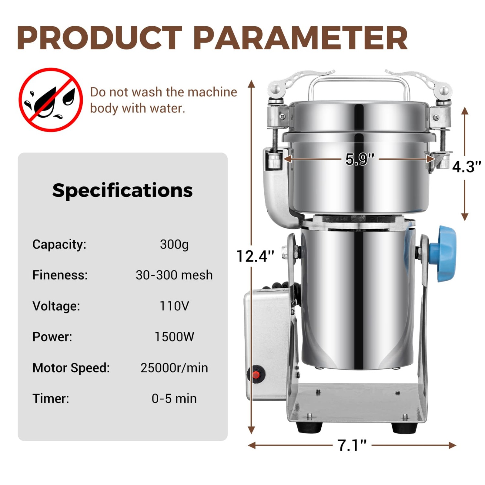 Leevot Electric Grain Mill Grinder - 300g Capacity, Stainless Steel, for Herbs, Grains, Spices, Coffee, Corn, Pepper